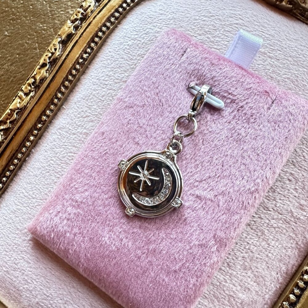 Star & Moon Stainless Steel Celestial Charm With Micro Crystals & Lobster Clasp - Picture 7 of 13
